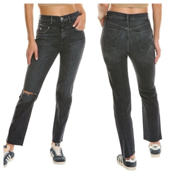 HUDSON Jeans womens Holly Washed Black High-Rise Straight Jean, 23, Black - Picture 3 of 10